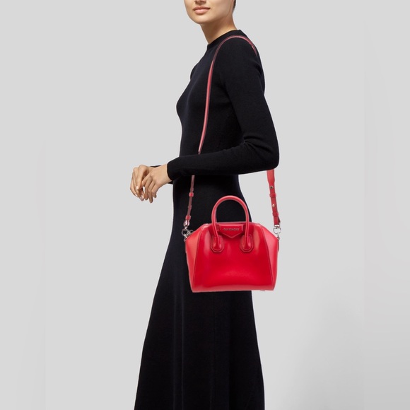 Red Givenchy Mini Antigona Leather Tip Handle Bag with Strap - Picture 5 of 12